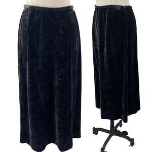 Vintage 90s Talbots Velvet Skirt Burnout Paisley Pattern Silk Blend Black 8 P